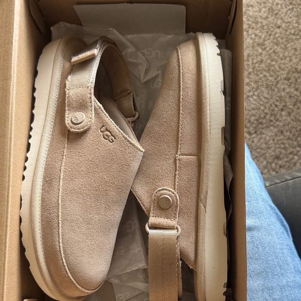 UGG Suede Slingback Clogs in Chestnut